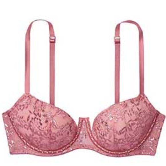 Victoria's Secret Other - Very Sexy Soft Begonia Shine LACE Rhinestone Bra